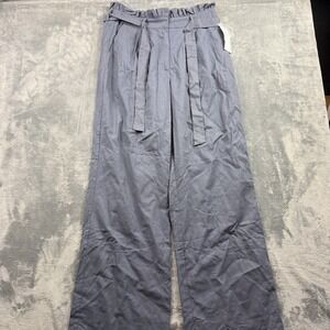New Just Fab Soft Blue Linen Dress Pants Womens XL Paper Bag Look Hi Waist NWT